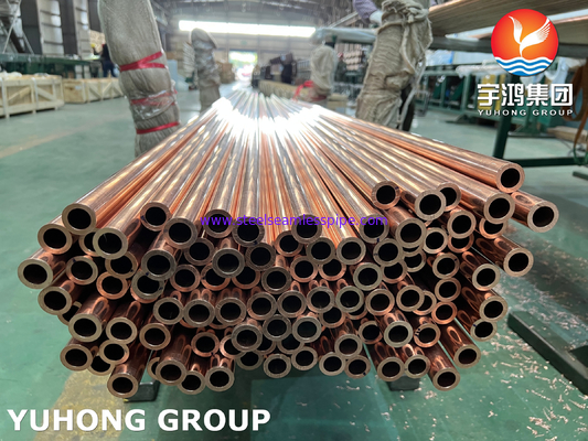 ASTM B111 UNS C12200 / CW024A لوله مس بدون درز ، لوله مبادله گرما DHP