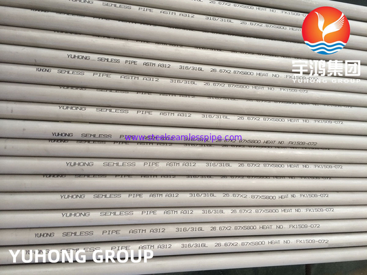 Tubos de Acero Inoxidable Sin Costura ASTM A312 TP304L TP316L ترشی آنیل شده 100% UT ET