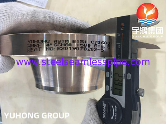 ASTM B151 C70600 آلیاژ مس نیکل فلنج جعل شده Weldneck raised face B16.5 برای لوله
