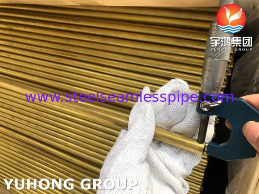 لوله برنج آلیاژ مس ASTM B111 C44300 C68700 C70600 25.4mm*1.245mm*12995mm رادیاتور خنک کننده هوا