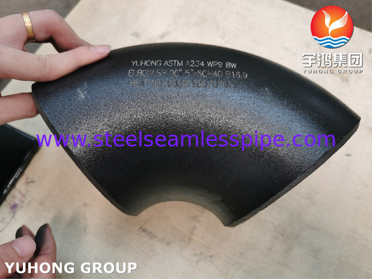 ASTM A234 WP9 CL1 90° ELBOW BW SR 5" SCH40 لوازم لوله های بدون درز
