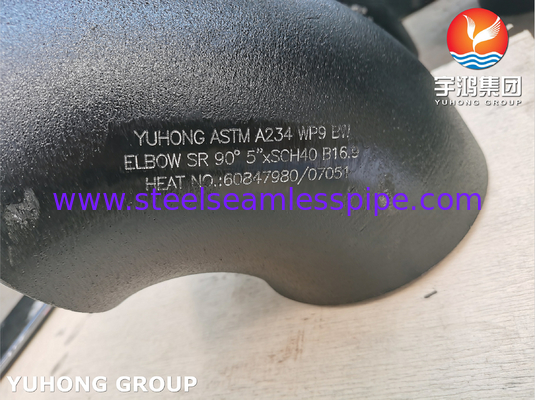 ASTM A234 WP9 CL1 90° ELBOW BW SR 5" SCH40 لوازم لوله های بدون درز