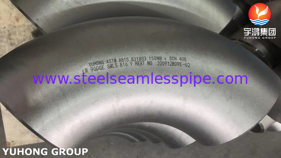 ASTM A815 S31803 دو قطب فولادی دو طرفه با جوش 90 درجه لوله آرنج B16.9