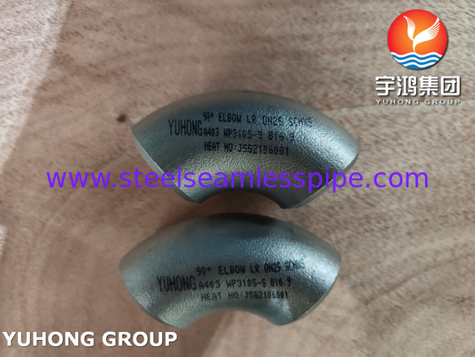 ASTM A403 WP310S-S فولاد ضد زنگ 90 درجه شعاع بلند آرنج