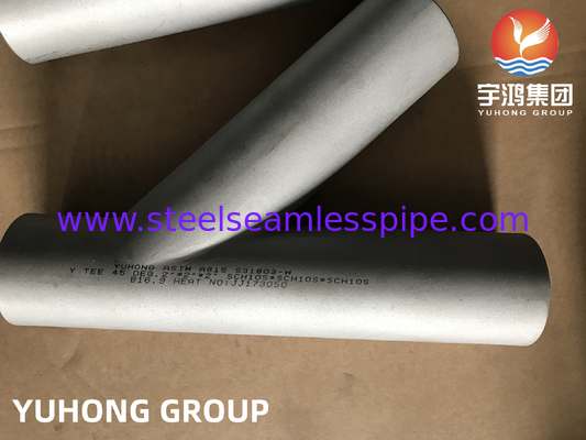 ASTM A815 UNS S31803 دو لوله فولادی دو لوله ای 45 درجه Y لابراتوار