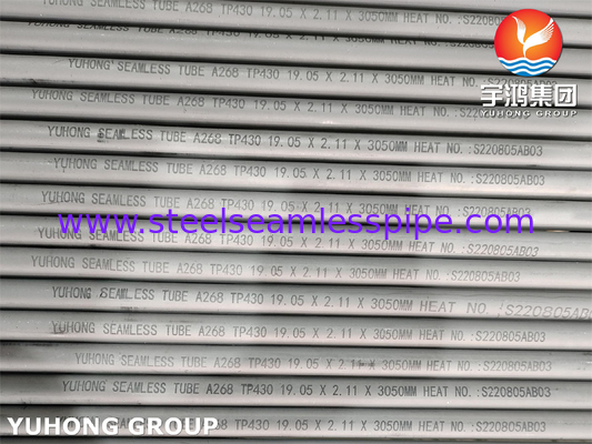 ASTM A268 TP430 لوله بدون درز از فولاد ضد زنگ فرریت برای خدمات دمای بالا