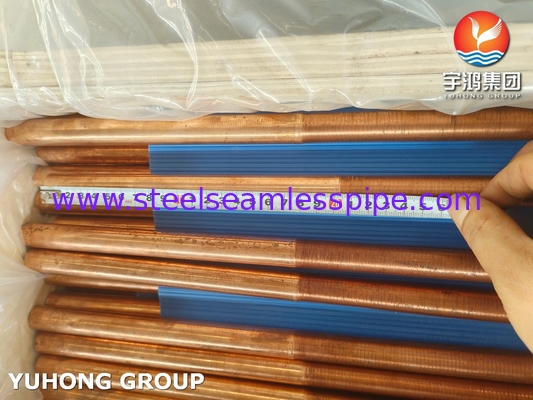 ASTM B111 UNS C12200 لوله مس بدون درز مبادله گرما لوله بال پایین