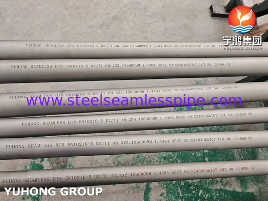 لوله های بی سیم فولاد ضد زنگ EN 10216-5 D2/T1 1.4404 TP316L برای نفت و گاز