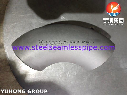 لوازم فولاد ضد زنگ آلیاژ نیکل ASTM B366 WP UNS N10276 90°LR ELBOW B16.9