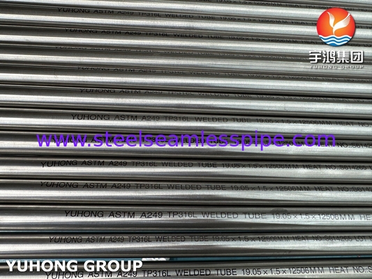 ASTM A249 TP316L لوله های فولاد ضد زنگ جوش شده برای مبادله گرما