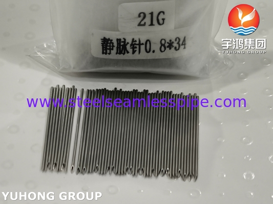 ISO9626 SUS304 21G لوله سوزن تزریق وریدی از فولاد ضد زنگ پزشکی