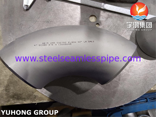 ASTM A815 S32750 دو قطعه فولاد ضد زنگ مناسب آرنج 90° LR Buttweld B16.9