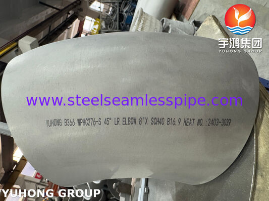 اتصالات لوله ASTM B366 WPHC276 / UNS N10276 Hastelloy C276 زانویی 45 درجه 90 درجه