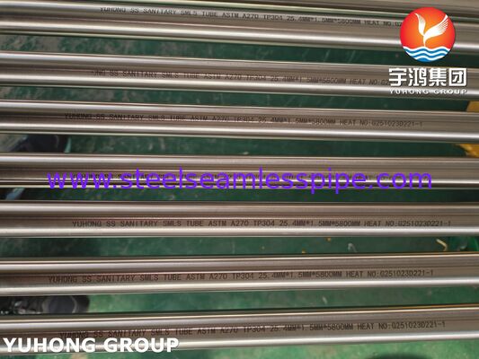 لوله بهداشتی بدون درز آنیل شده روشن از جنس استنلس استیل ASTM A270 TP304 برای فرآوری مواد غذایی