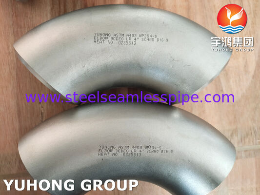 ASTM A403 WP304-S 90 درجه LR آرنج بدون درز برای زمینه صنعتی