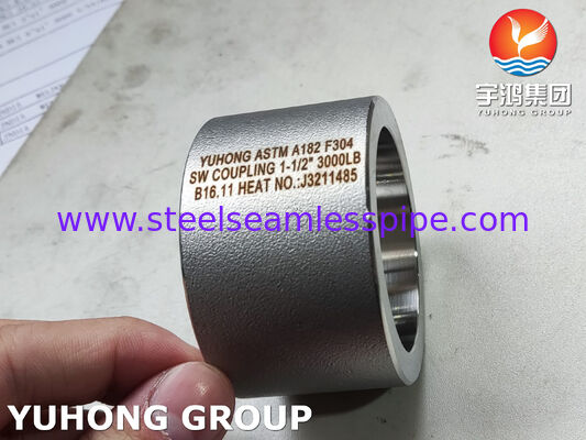ASTM A182 F304 3000# SW & NPT Coupling, High Corrosion Resistance Stainless Steel Socket Weld & NPT Thread Coupling برای لوله های صنعتی