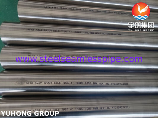 لوله های بدون درز از فولاد ضد زنگ روشن ASTM A269 TP304 برای بخارگر 4 " 18BWG