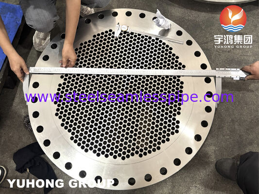 صفحه لوله‌ای فورج شده از فولاد ضد زنگ ASTM A182 F316L با سوراخ‌های لوله ماشین‌کاری شده دقیق برای مبدل‌های حرارتی