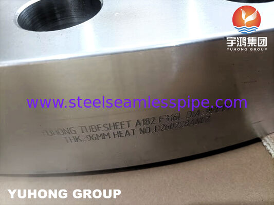 صفحه لوله‌ای فورج شده از فولاد ضد زنگ ASTM A182 F316L با سوراخ‌های لوله ماشین‌کاری شده دقیق برای مبدل‌های حرارتی