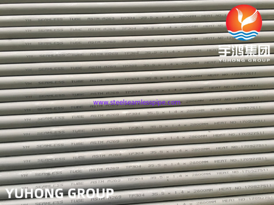 ASTM A269 TP304 فولاد ضد زنگ لوله بدون درز آنیل و ترشی. BE/PE.