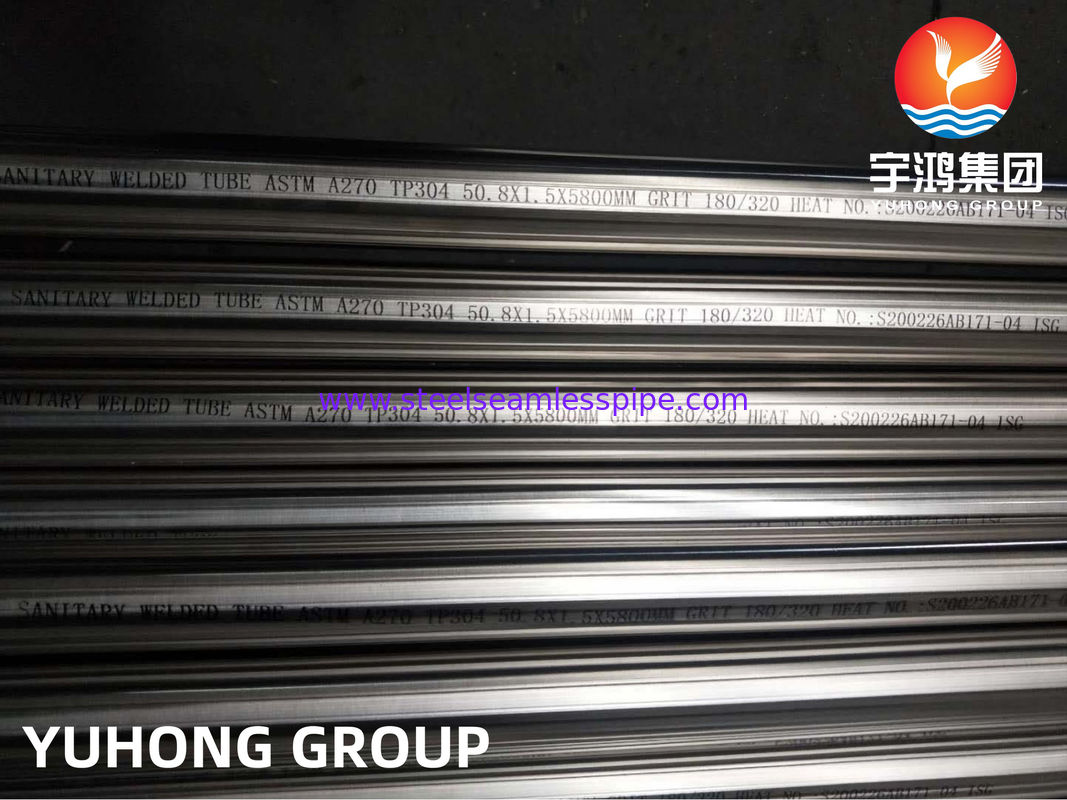 ASTM A270 TP304 لوله های بی سیم فولاد ضد زنگ بهداشتی با سطح پولیش شده و مقاومت در برابر خوردگی