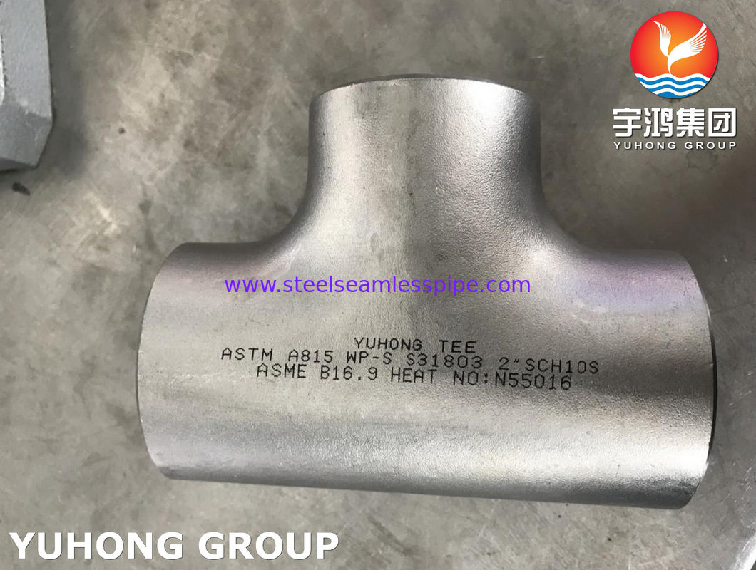 اتصالات لوله فولادی دوبلکس Equal Tee ASTM A815 S31803 B16.9 مبدل حرارتی گاز نفت