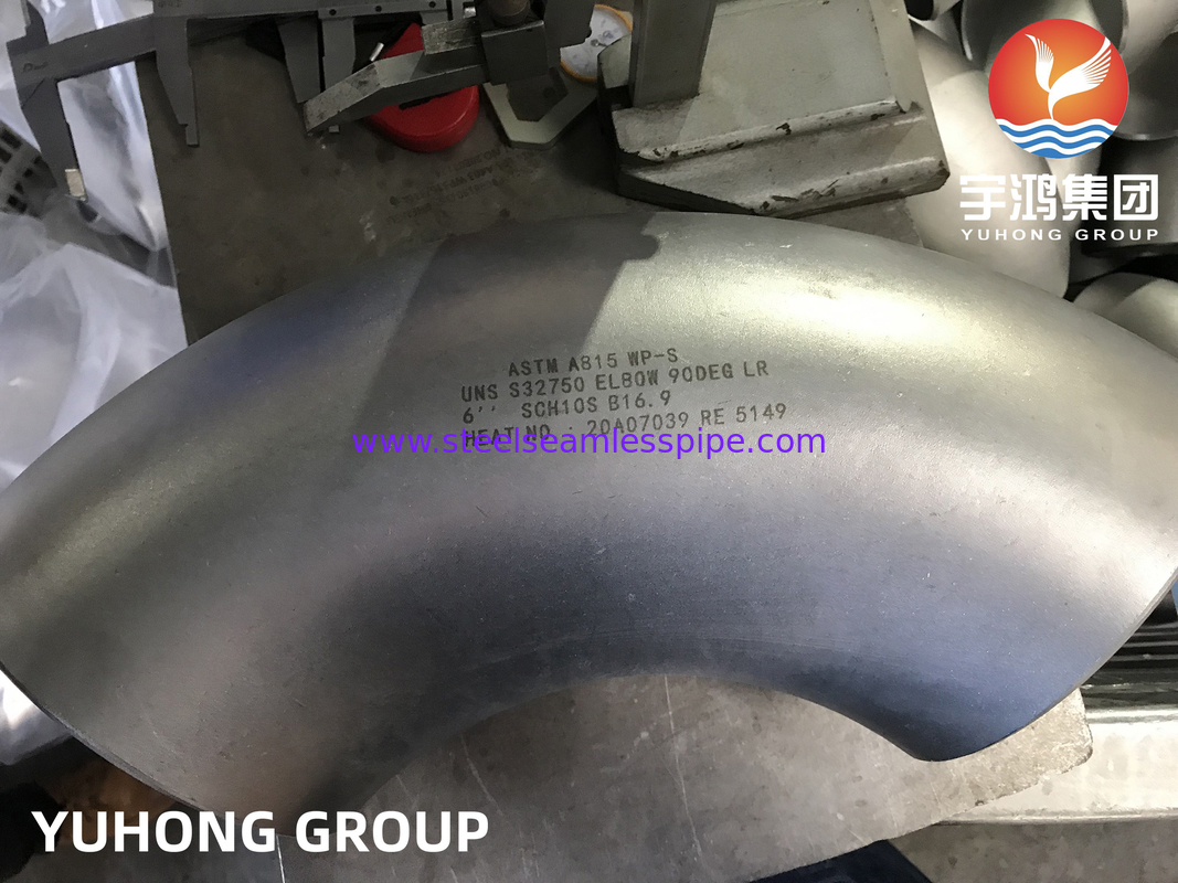 اتصالات لوله فولادی سوپر دوبلکس زانویی 90 درجه ASTM A815 UNS S31803 شعبه گاز نفت