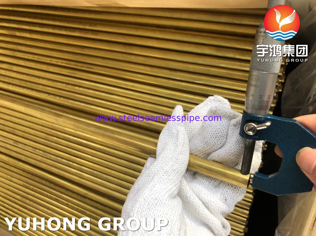 لوله برنج آلیاژ مس ASTM B111 C44300 C68700 C70600 25.4mm*1.245mm*12995mm رادیاتور خنک کننده هوا