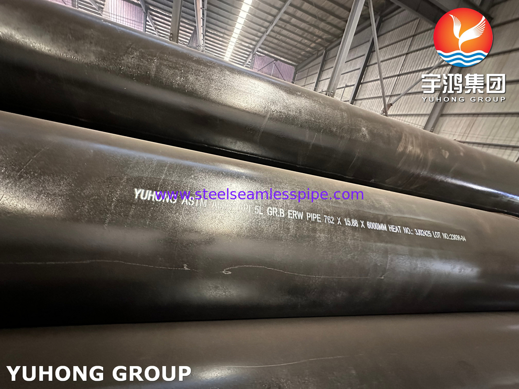 ASTM A53 API 5L Gr.B لوله های ERW از فولاد کربن با پوشش سیاه برای تجهیزات لوله کشی
