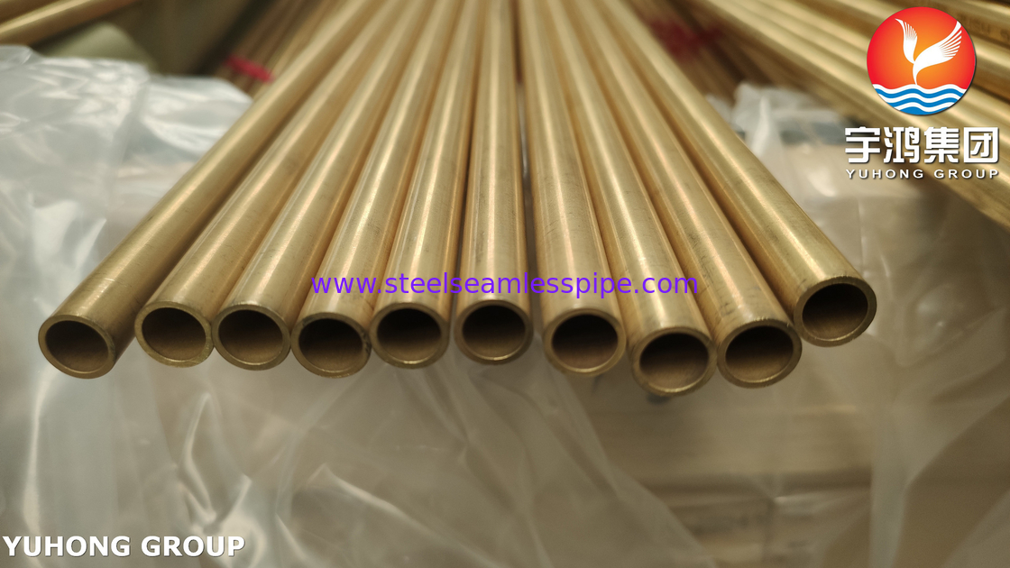 ASME SB111 C68700 لوله بدون درز آلومینیومی برنجی O61 برای بسته لوله مبدل گرما