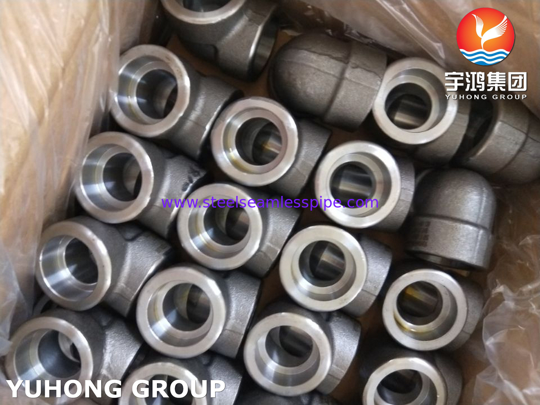 ASTM A105 فیتینگ فولاد کربن سوکت جوش 90Deg LR آرنج 3000LBS ASME B16.11