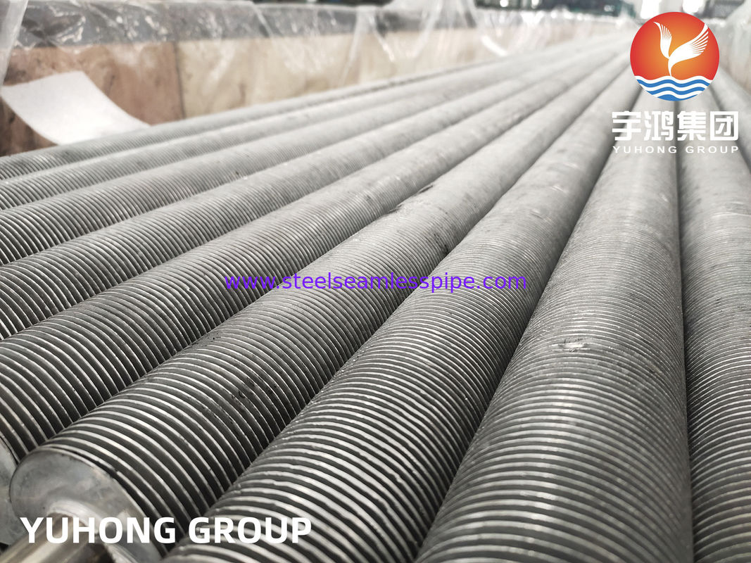 ASME SA249 TP304 آلومینیوم Extruded T-type Fined Tube برای مبادله گرما کوره خشک شکل گرد