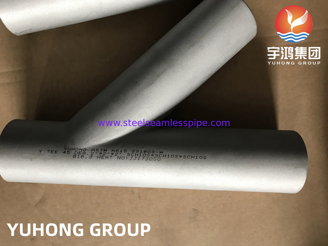 ASTM A815 UNS S31803 دو لوله فولادی دو لوله ای 45 درجه Y لابراتوار