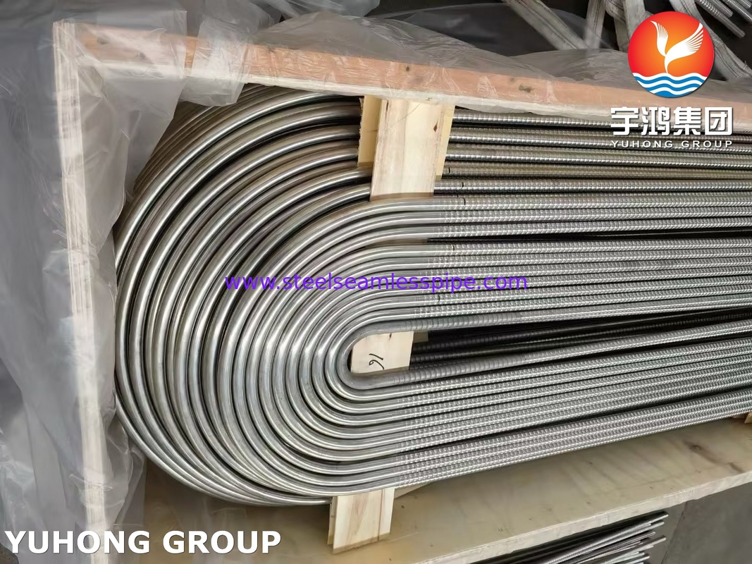 ASTM A213 TP304 304L لوله گره دار فولاد ضد زنگ لوله مبادله گرما U Bend
