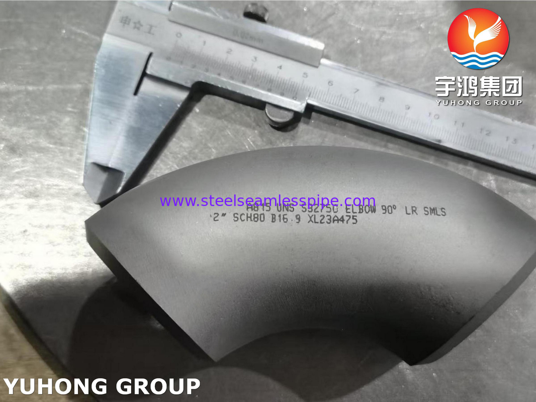 ASTM A815 S32750 دو فلز فولاد ضد زنگ مناسب آرنج 90 درجه شعاع بلند Buttweld B16.9