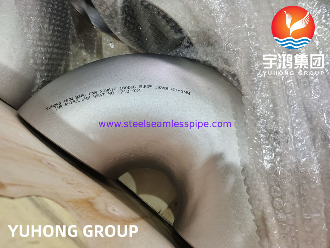 ASTM B366 N08810 آلیاژ نیکل اینکولوئی 800H آرنج 180 درجه B16.9