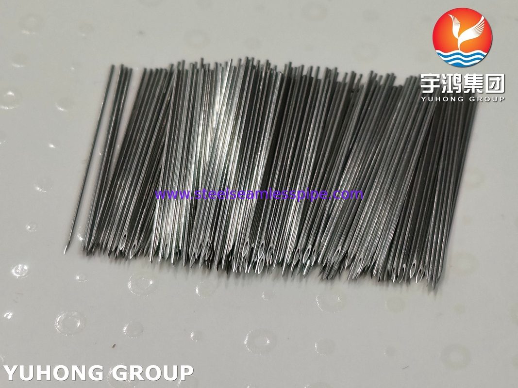 SUS304 لوله سوزن تزریقی فولادی ضد زنگ درجه پزشکی، لانسِت بیول پوینت، 24G 0.55MM