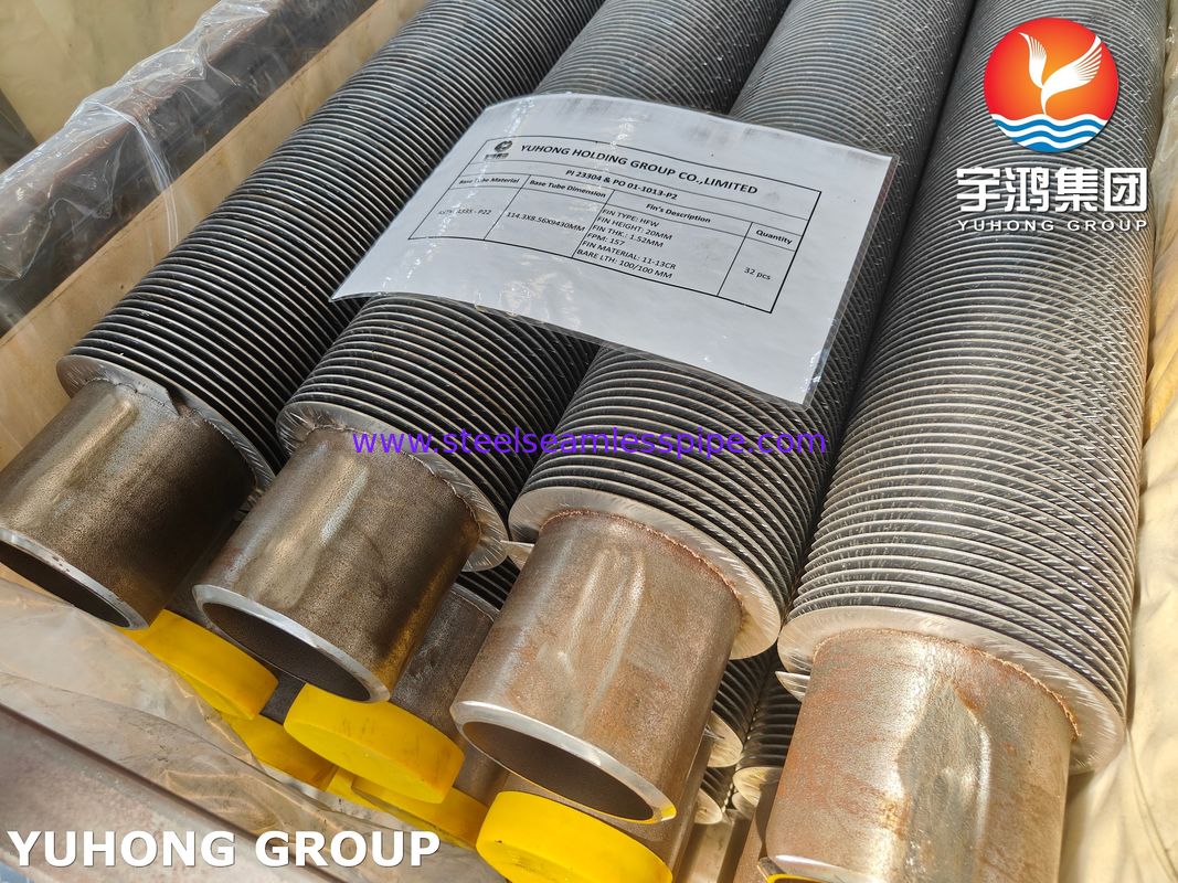 ASME SA335 P22 لوله بدون درز فولاد آلیاژ HFW لوله بال محکم برای سیستم HRSG