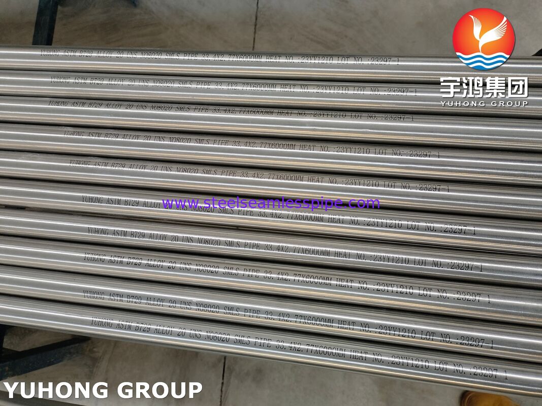 لوله بدون درز آلیاژ 20 (UNS N08020) مطابق با استاندارد ASTM B729، مقاوم در برابر خوردگی برای محیط‌های اسیدی