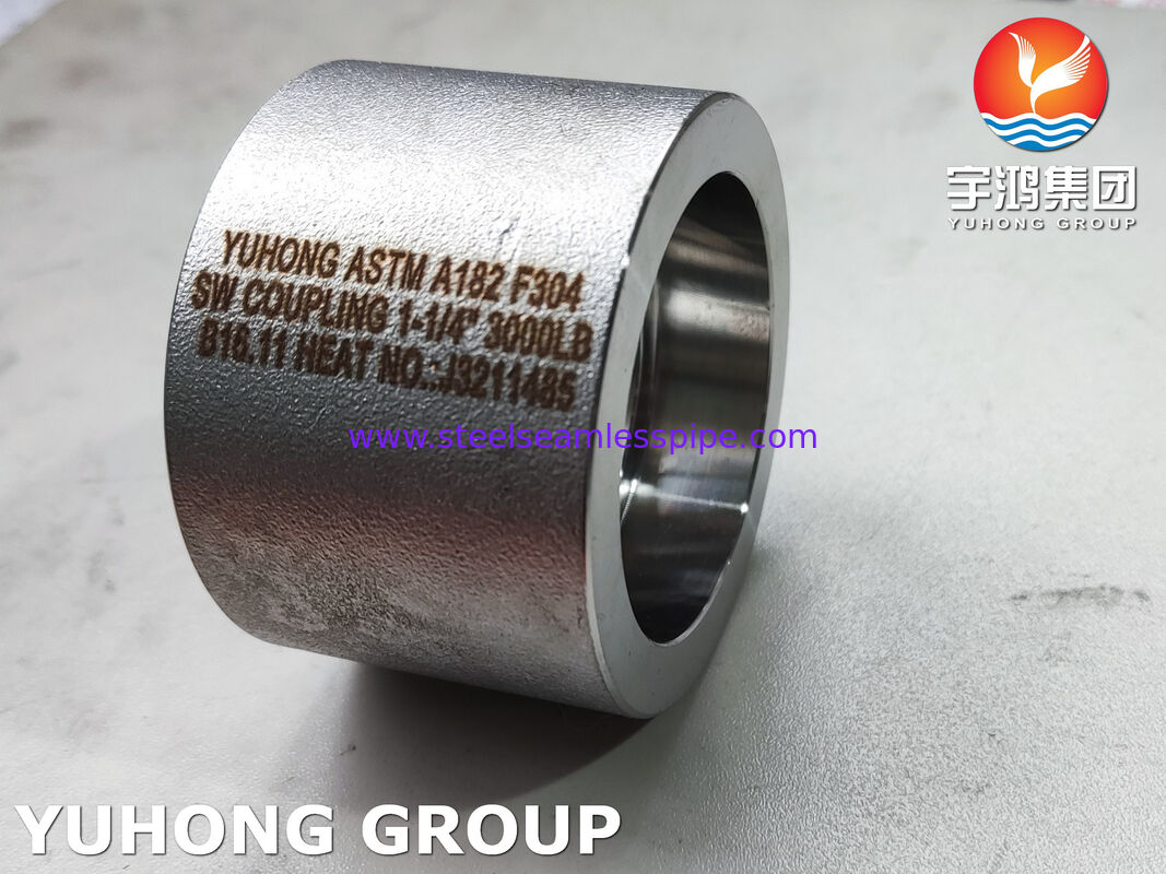 ASTM A182 F304 3000# SW & NPT Coupling, High Corrosion Resistance Stainless Steel Socket Weld & NPT Thread Coupling برای لوله های صنعتی