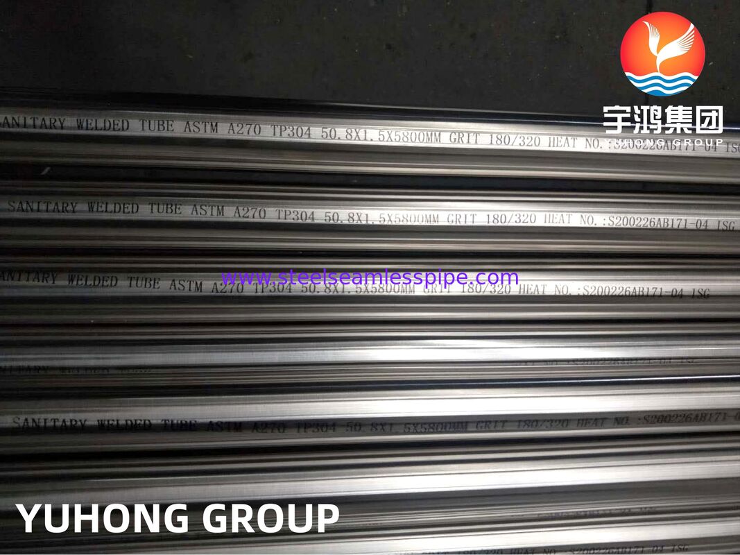 ASTM A270 TP304 لوله های مصالحه شده فولاد ضد زنگ بهداشتی با رقیق سازی مکانیکی و رقیق سازی الکتروپولیسی و خشن سازی سفارشی