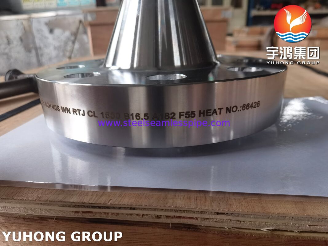 فلنج گردن جوشی ASTM A182 F55 UNS S32760 فولاد دوفاز RTJ EN 1.4501 X2CrNiMoCuWN25-7-4