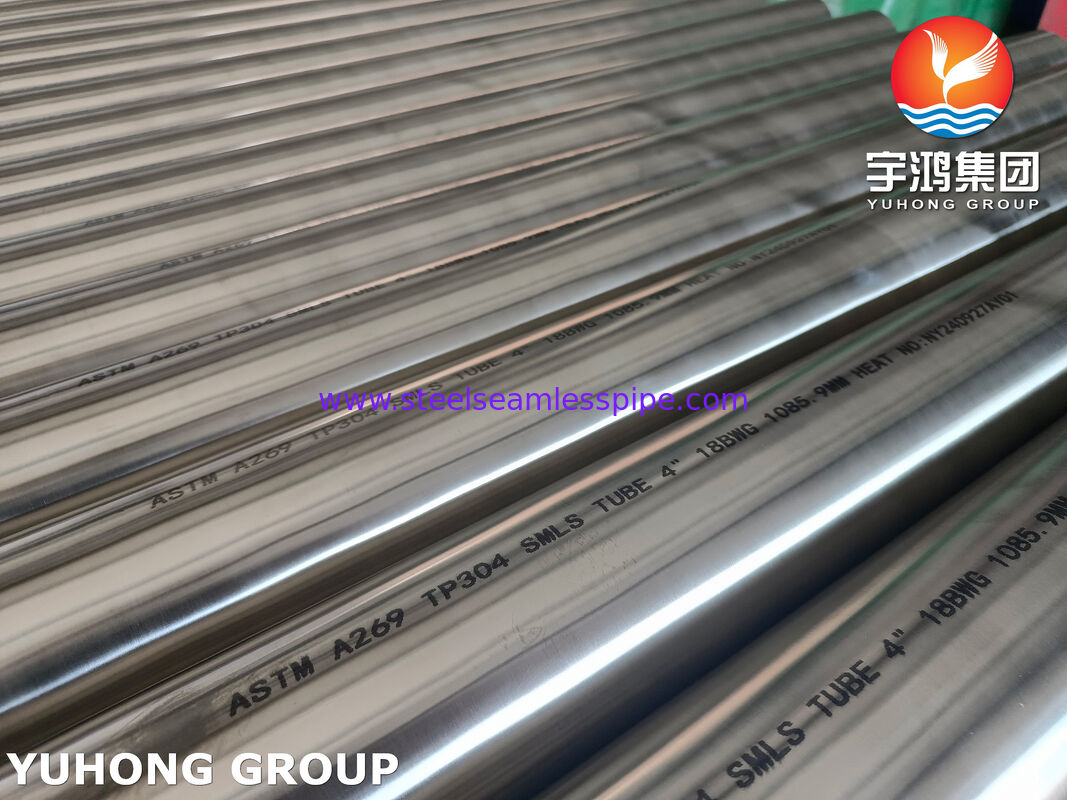 لوله های بدون درز از فولاد ضد زنگ روشن ASTM A269 TP304 برای بخارگر 4 " 18BWG