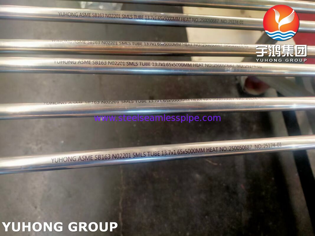 ASME SB163 UNS N02201 لوله آلیاژ نیکل بی سیم برای مبادله گرما و تهویه کننده