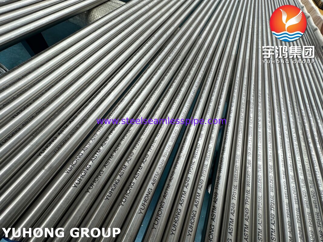 ASTM A249 / ASME SA249 TP316L لوله جوشیده از فولاد ضد زنگ روشن برای خنک کننده هوا