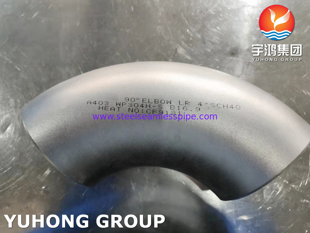 ASTM A403 WP304H فولاد ضد زنگ 90 درجه LR آرنج ASME B16.9
