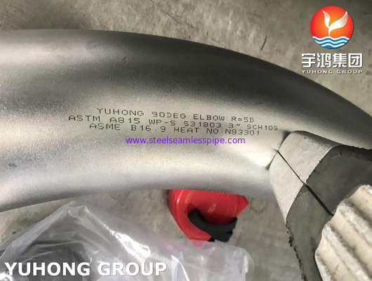 خم فولادی ضد زنگ ASTM A815 WPS31803 ASME B16.9 3 اینچی SCH10S R=5D Duplex