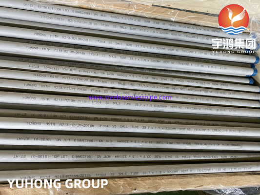 ASTM A213 TP304 دیگ بدون درز فولاد آلیاژی آستنیتی سوپر هیتر و لوله مبدل حرارتی