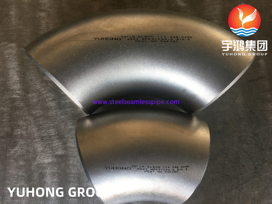 زانویی ASTM A403 WPS31254 / 254SMO دوبلکس فولاد ضد زنگ زانویی 45 درجه LR