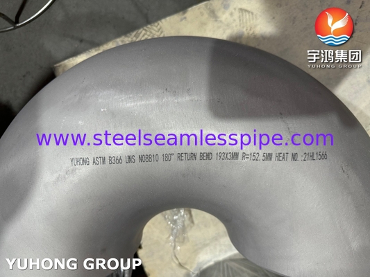 ASTM B366 UNS N08810 آلیاژ 800H لوازم جانبی بُت ولد 180 درجه خم